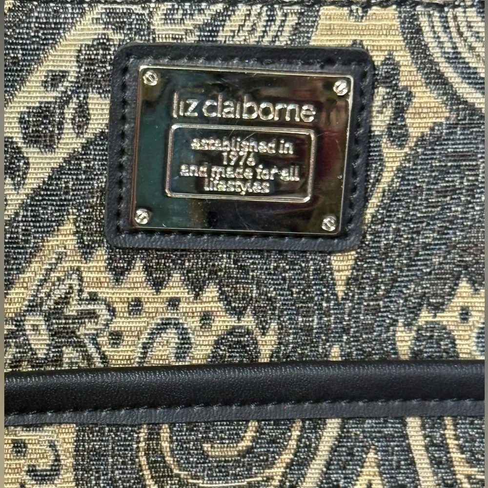 ~13” Liz Claiborne Work Bag Randa Luggage Laptop Tote Fabric Blue‎ & Gray